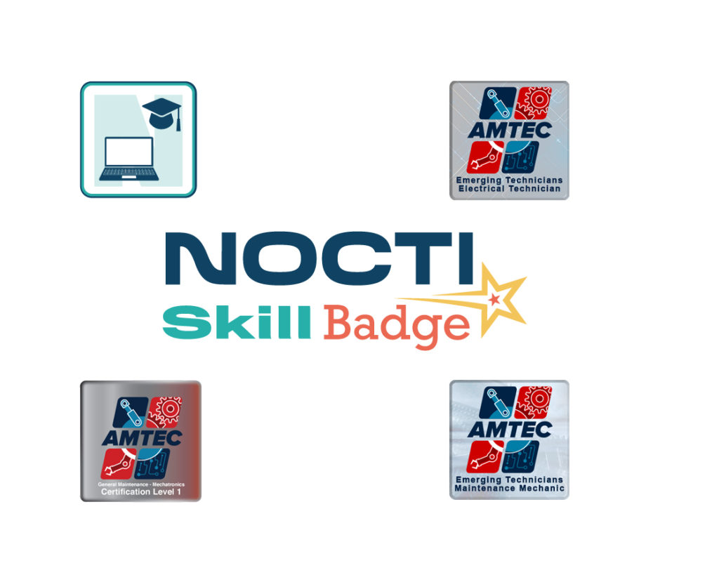 Graphic showing Digital Badge examples